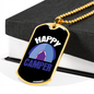 Camper Necklace Happy Camper Purple Necklace Stainless Steel or 18k Gold Dog Tag 24" Chain-Express Your Love Gifts