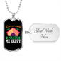 Camper Necklace Happy Camping Necklace Stainless Steel or 18k Gold Dog Tag 24" Chain-Express Your Love Gifts