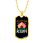 Camper Necklace Happy Camping Necklace Stainless Steel or 18k Gold Dog Tag 24" Chain-Express Your Love Gifts