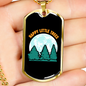 Camper Necklace Happy Little Trees Necklace Stainless Steel or 18k Gold Dog Tag 24" Chain-Express Your Love Gifts