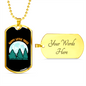 Camper Necklace Happy Little Trees Necklace Stainless Steel or 18k Gold Dog Tag 24" Chain-Express Your Love Gifts
