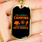 Camper Necklace Hate People Love Camping Necklace Stainless Steel or 18k Gold Dog Tag 24" Chain-Express Your Love Gifts