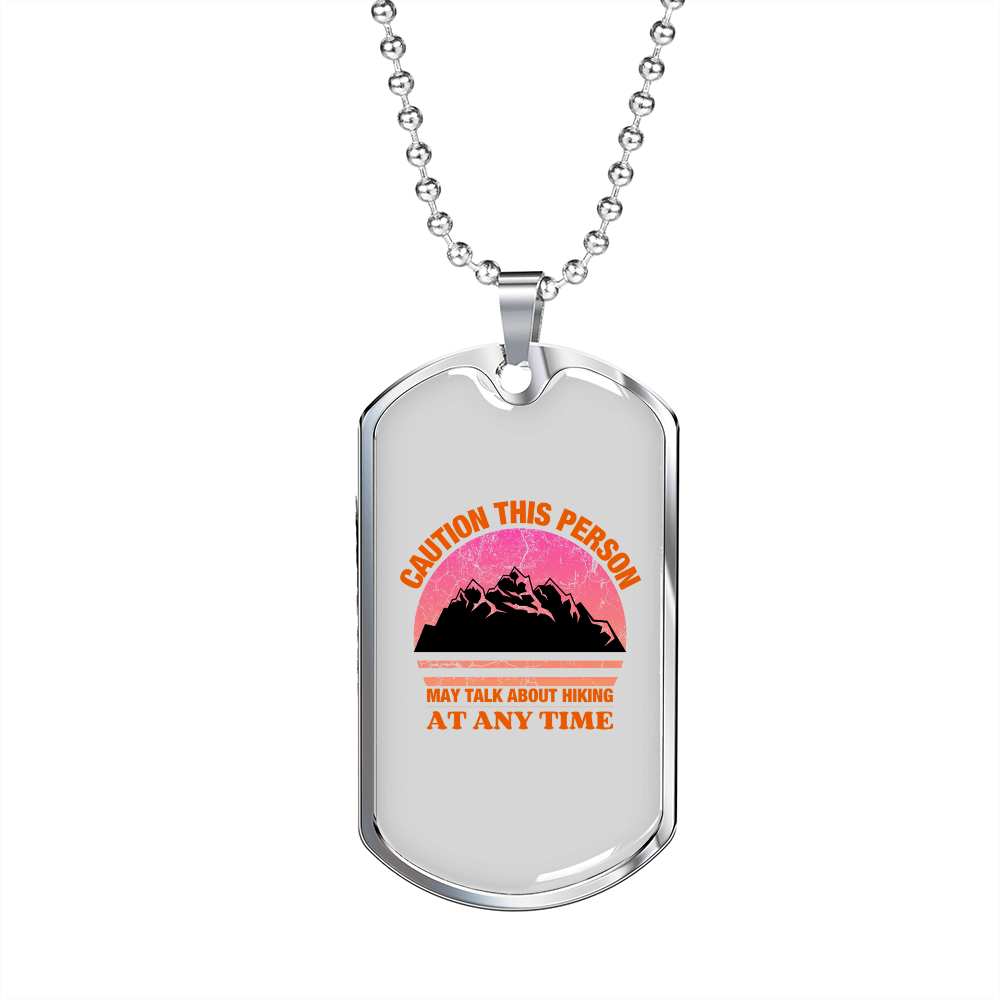 Camper Necklace Hiking Any Time Necklace Stainless Steel or 18k Gold Dog Tag 24" Chain-Express Your Love Gifts