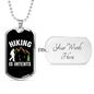 Camper Necklace Hiking Is Intents Necklace Stainless Steel or 18k Gold Dog Tag 24" Chain-Express Your Love Gifts