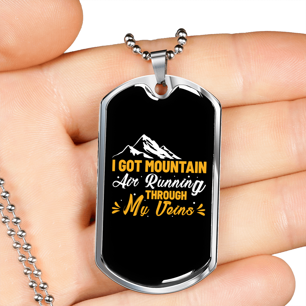 Camper Necklace I Got Mountain Necklace Stainless Steel or 18k Gold Dog Tag 24" Chain-Express Your Love Gifts