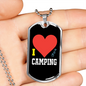 Camper Necklace I Heart Camping Necklace Stainless Steel or 18k Gold Dog Tag 24" Chain-Express Your Love Gifts