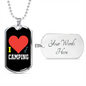 Camper Necklace I Heart Camping Necklace Stainless Steel or 18k Gold Dog Tag 24" Chain-Express Your Love Gifts