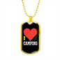 Camper Necklace I Heart Camping Necklace Stainless Steel or 18k Gold Dog Tag 24" Chain-Express Your Love Gifts