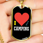Camper Necklace I Heart Camping Necklace Stainless Steel or 18k Gold Dog Tag 24" Chain-Express Your Love Gifts