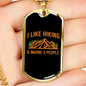 Camper Necklace I Like Hiking Necklace Stainless Steel or 18k Gold Dog Tag 24" Chain-Express Your Love Gifts