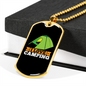 Camper Necklace I Love Camping Green Tent Necklace Stainless Steel or 18k Gold Dog Tag 24" Chain-Express Your Love Gifts
