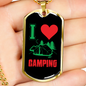 Camper Necklace I Love Camping Heart Necklace Stainless Steel or 18k Gold Dog Tag 24" Chain-Express Your Love Gifts