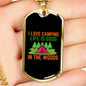 Camper Necklace I Love Camping in The Woods Necklace Stainless Steel or 18k Gold Dog Tag 24" Chain-Express Your Love Gifts