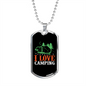 Camper Necklace I Love Camping Orange Necklace Stainless Steel or 18k Gold Dog Tag 24" Chain-Express Your Love Gifts