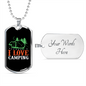 Camper Necklace I Love Camping Orange Necklace Stainless Steel or 18k Gold Dog Tag 24" Chain-Express Your Love Gifts