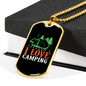 Camper Necklace I Love Camping Orange Necklace Stainless Steel or 18k Gold Dog Tag 24" Chain-Express Your Love Gifts