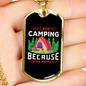 Camper Necklace I Love Camping Pink Necklace Stainless Steel or 18k Gold Dog Tag 24" Chain-Express Your Love Gifts