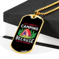 Camper Necklace I Love Camping Pink Necklace Stainless Steel or 18k Gold Dog Tag 24" Chain-Express Your Love Gifts