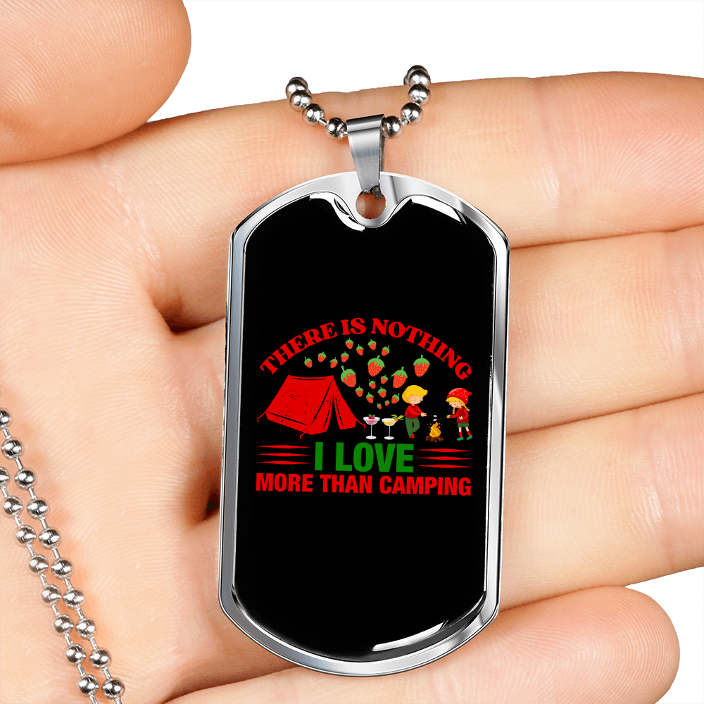 Camper Necklace I Love More Than Camping Necklace Stainless Steel or 18k Gold Dog Tag 24" Chain-Express Your Love Gifts