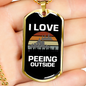 Camper Necklace I Love Outside Necklace Stainless Steel or 18k Gold Dog Tag 24" Chain-Express Your Love Gifts