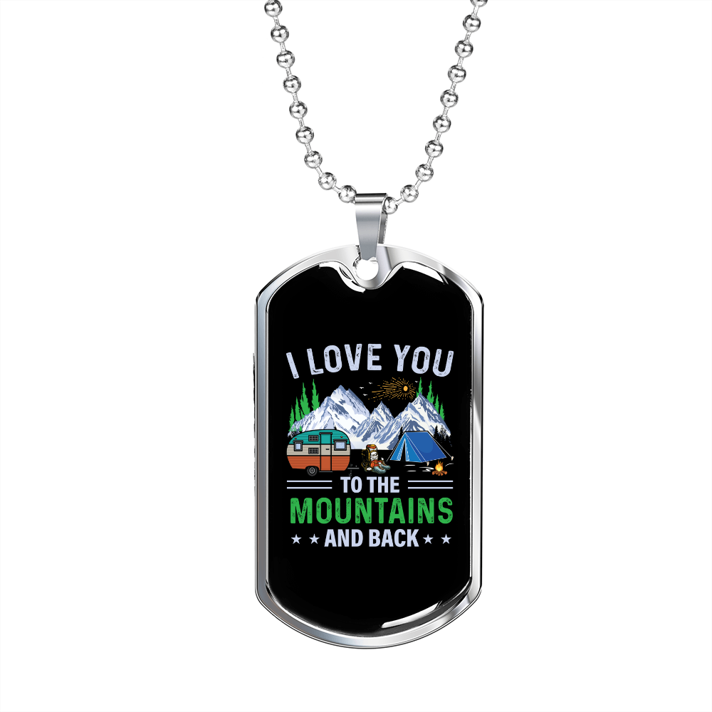 Camper Necklace I Love You Necklace Stainless Steel or 18k Gold Dog Tag 24" Chain-Express Your Love Gifts