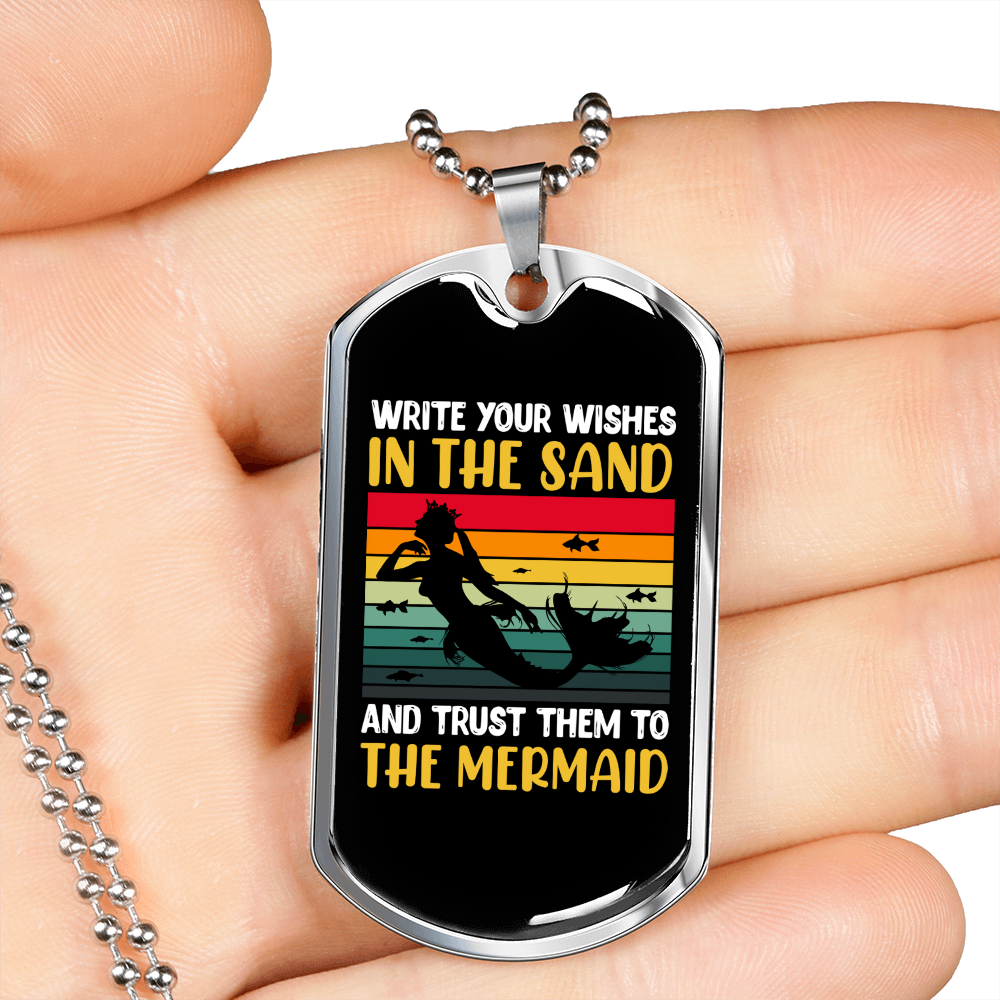 Camper Necklace In The Sand Necklace Stainless Steel or 18k Gold Dog Tag 24" Chain-Express Your Love Gifts