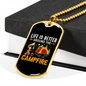 Camper Necklace Is Better Campfire Necklace Stainless Steel or 18k Gold Dog Tag 24" Chain-Express Your Love Gifts