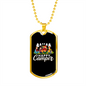 Camper Necklace Is Happy Camper Necklace Stainless Steel or 18k Gold Dog Tag 24" Chain-Express Your Love Gifts