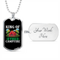 Camper Necklace King of The Campfire Necklace Stainless Steel or 18k Gold Dog Tag 24" Chain-Express Your Love Gifts