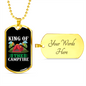 Camper Necklace King of The Campfire Necklace Stainless Steel or 18k Gold Dog Tag 24" Chain-Express Your Love Gifts