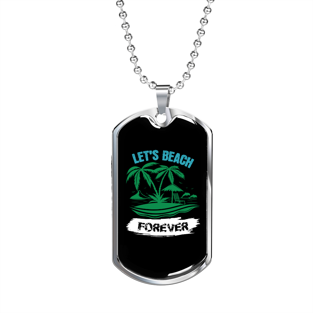 Camper Necklace Let's Beach Forever Necklace Stainless Steel or 18k Gold Dog Tag 24" Chain-Express Your Love Gifts