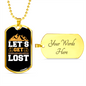 Camper Necklace Let's Get Lost Mountain Necklace Stainless Steel or 18k Gold Dog Tag 24" Chain-Express Your Love Gifts