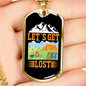 Camper Necklace Let's Get Lost Necklace Stainless Steel or 18k Gold Dog Tag 24" Chain-Express Your Love Gifts