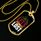 Camper Necklace Let's Get Lost Red White Necklace Stainless Steel or 18k Gold Dog Tag 24" Chain-Express Your Love Gifts