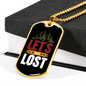 Camper Necklace Let's Get Lost Red White Necklace Stainless Steel or 18k Gold Dog Tag 24" Chain-Express Your Love Gifts