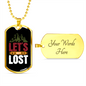Camper Necklace Let's Get Lost Red White Necklace Stainless Steel or 18k Gold Dog Tag 24" Chain-Express Your Love Gifts