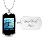 Camper Necklace Let's Get Toasted Blue Necklace Stainless Steel or 18k Gold Dog Tag 24" Chain-Express Your Love Gifts