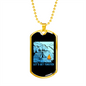 Camper Necklace Let's Get Toasted Blue Necklace Stainless Steel or 18k Gold Dog Tag 24" Chain-Express Your Love Gifts