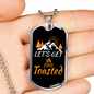 Camper Necklace Let's Get Toasted Necklace Stainless Steel or 18k Gold Dog Tag 24" Chain-Express Your Love Gifts