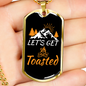 Camper Necklace Let's Get Toasted Necklace Stainless Steel or 18k Gold Dog Tag 24" Chain-Express Your Love Gifts