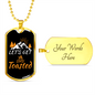 Camper Necklace Let's Get Toasted Necklace Stainless Steel or 18k Gold Dog Tag 24" Chain-Express Your Love Gifts