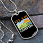 Camper Necklace Let's Go Camping Campsite Necklace Stainless Steel or 18k Gold Dog Tag 24" Chain-Express Your Love Gifts