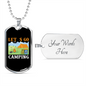 Camper Necklace Let's Go Camping Campsite Necklace Stainless Steel or 18k Gold Dog Tag 24" Chain-Express Your Love Gifts