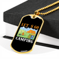Camper Necklace Let's Go Camping Campsite Necklace Stainless Steel or 18k Gold Dog Tag 24" Chain-Express Your Love Gifts