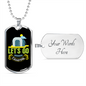 Camper Necklace Let's Go Camping Necklace Stainless Steel or 18k Gold Dog Tag 24" Chain-Express Your Love Gifts