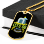 Camper Necklace Let's Go Camping Necklace Stainless Steel or 18k Gold Dog Tag 24" Chain-Express Your Love Gifts