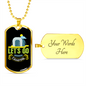 Camper Necklace Let's Go Camping Necklace Stainless Steel or 18k Gold Dog Tag 24" Chain-Express Your Love Gifts