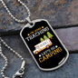 Camper Necklace Let's Go Camping White Necklace Stainless Steel or 18k Gold Dog Tag 24" Chain-Express Your Love Gifts