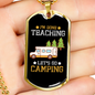 Camper Necklace Let's Go Camping White Necklace Stainless Steel or 18k Gold Dog Tag 24" Chain-Express Your Love Gifts