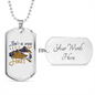 Camper Necklace Let's Go Hike Necklace Stainless Steel or 18k Gold Dog Tag 24" Chain-Express Your Love Gifts